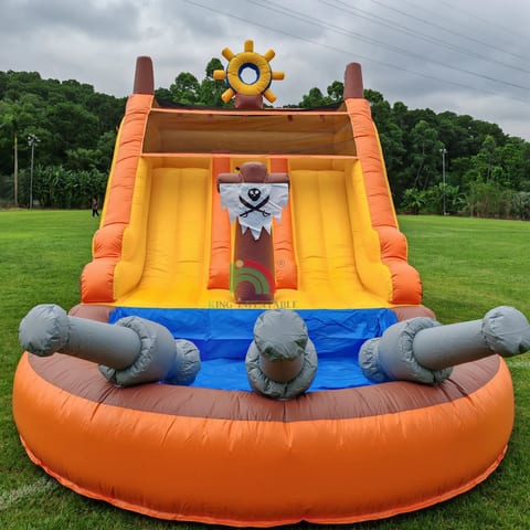 Water Slide Inflatable Double Lane Pirate Inflatable Water Slide with Pool for