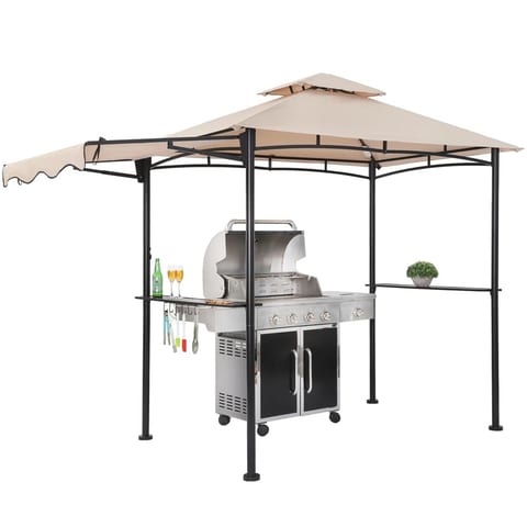 Stock Grill Gazebo 8x5 Ft. Soft Top With Awning and Shelves Canopy BBQ Gazebo