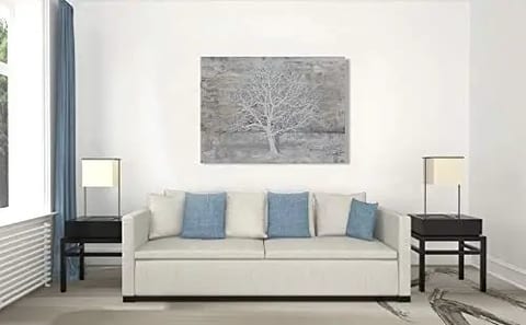 Hand Painted Modern Family Tree Canvas Print With Embellishment Wall Art