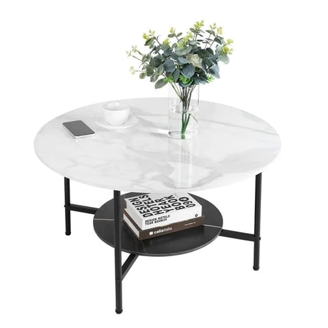 US Modern Marble Round Coffee Table Kitchen Dining Table Leisure Tea Table for