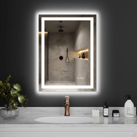Stock in US 24W 32H Inch Defogger Led Lighted Smart Bathroom Bath Wall Mirror