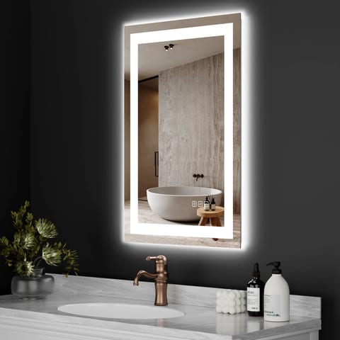 Stock in US Defogger Rectangle Wall Backlit Touch Sensor Switch Frameless