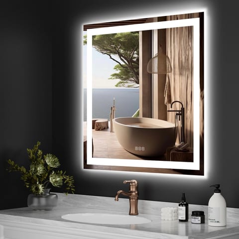US Local Stock Tempered Retail Backlit Touch Light Rectangle Square Smart