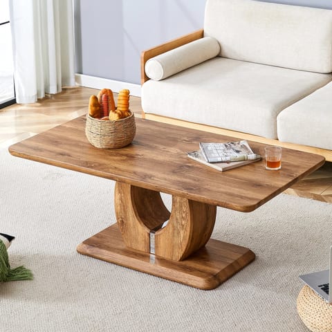 Modern Simple Luxury Wood Color Rectangular Coffee Table Panel Eco-Friendly