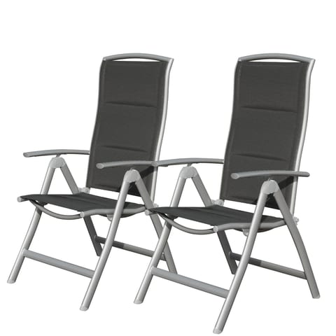 2 Pcs Adjustable High Backrest With Double Layer Teslin Fabric Outdoor Garden