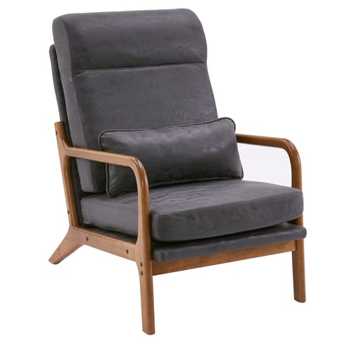 High Back Solid Wood Armrest Backrest Iron Frame Bronzing Cloth Indoor Leisure