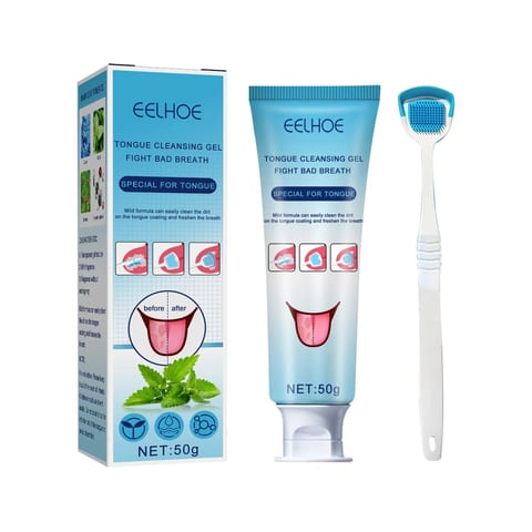 EELHOE Tongue Coating Cleansing Gel Oral Care Gel Brush to Freshen Breath and