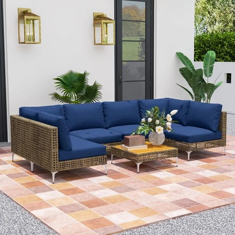 Garden Sofa Patio Furniture Set Blue