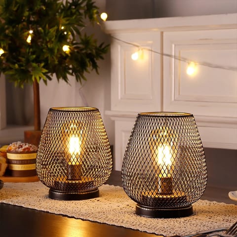Freeshipping Birdcage Shape Table Lamp Cordless Battery Lamp Nordic Brown