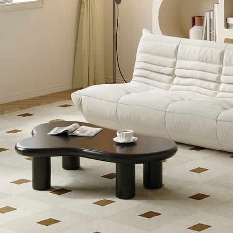 VOXHOME USA Nordic Minimalist Mini Unique Elegant Coffee Table Small Unit Cream