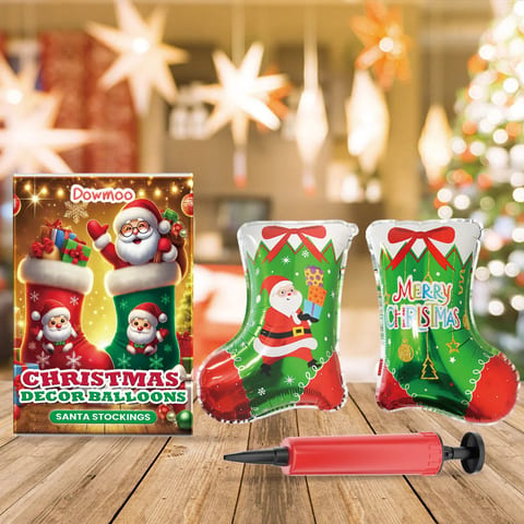 Dowmoo Christmas Balloons Set Standing Santa Claus & Reindeer with Christmas
