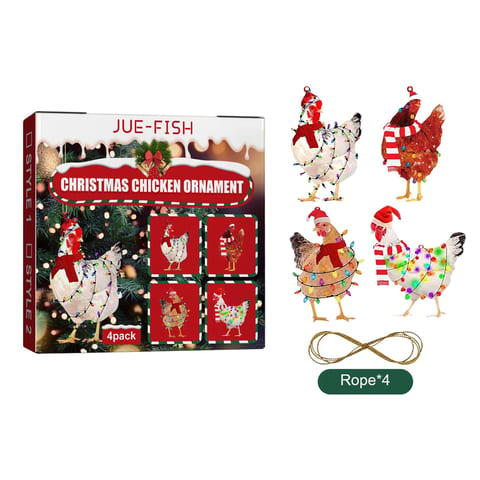 Jue-Fish Chicken Pendant Set Festive Christmas Scarf Decor for Home Holiday