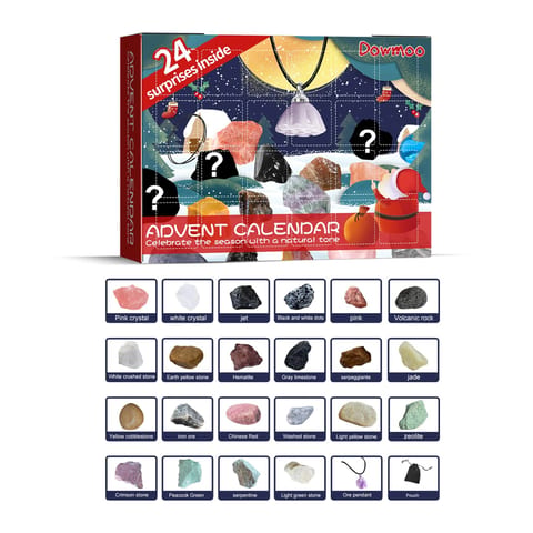 Dowmoo 24-Box Christmas Advent Calendar Mineral Blind Box Christmas Gift Toy