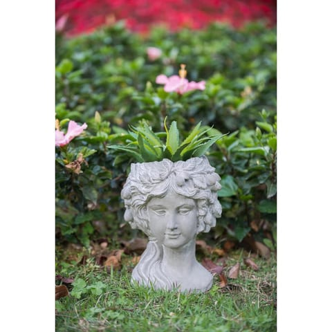 Cement Bust Wall Planter - Indoor Outdoor Home Garden Decor, 8" x 9" x 11.5"
