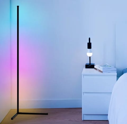 Modern LED Corner Floor Lamp with 16 Million DIY Color Changes Remote Control
