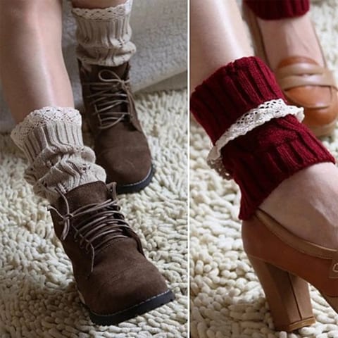 TD Vintage Style CableKnit Acrylic Leg Warmer Socks Fashionable At-Your-Feet