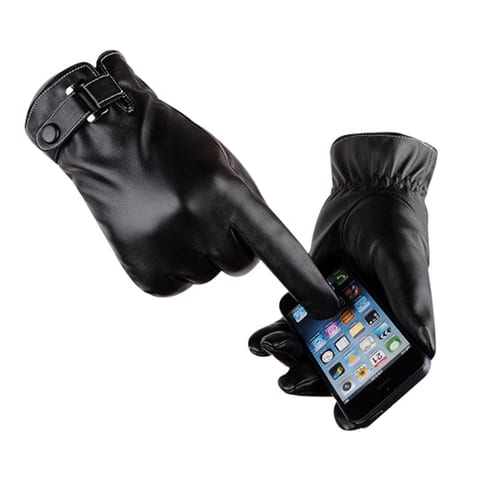 TD Autumn Warmth Stylish Vegan Leather Touch Smart Gloves Winter Gloves