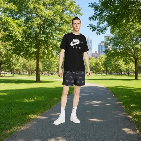 For Men's Active Woven Shorts Black Grey Allover Print Sportswear Casual Loose