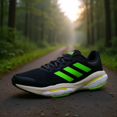 For Solar Glide 5 GX6703 Men's Running Shoes Black Green Mesh Upper EVA Midsole