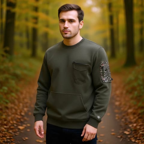 For Men's Adventure Crewneck Sweater Green Knitwear Autumn Anti-Wrinkle Full