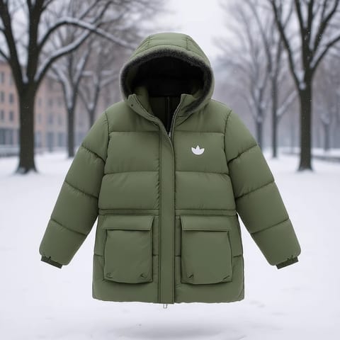 Adidas Women's Reversible Puffer Jacket Full Zip Hooded Long Winter Coat Cotton