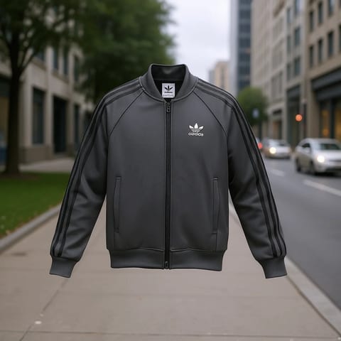 For Originals Men's Reversible Knitted Track Jacket Carbon Color Zippered
