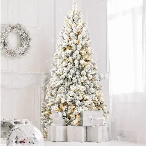 5ft Pre-Lit Flocked Artificial Christmas Tree Environmentally Friendly