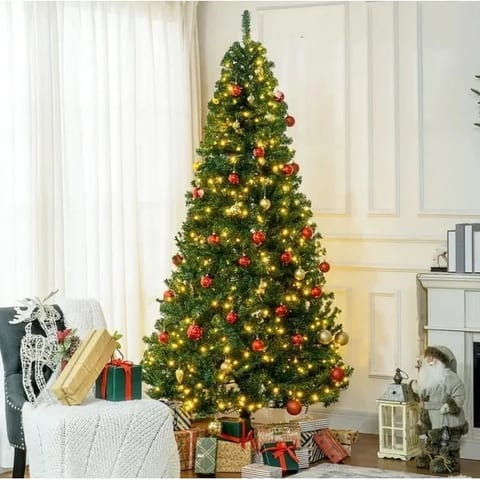 HOMCOM 7.5' Tall Douglas Fir Artificial Christmas Tree 500 Warm White LED