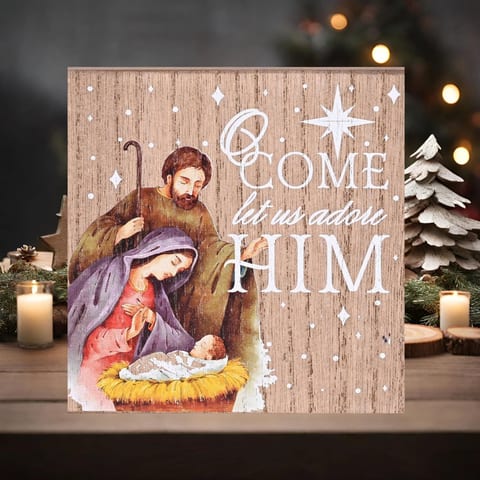 TD Keepsake Christmas Storage Box O Come Let Us Adore Him 4x4 Inches