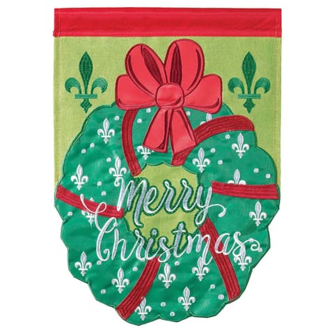 TD Flag Christmas Wreath 29x42 Indoor/Outdoor PVC & Rattan for Parties and