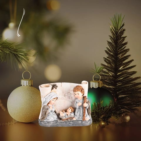 TD Nativity Holy Family on Scroll City 3.5H Christmas Figurine & Toy