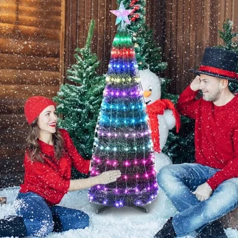 FCJ Customized Multi-Color LED Christmas Tree Lights Collapsible Remote App