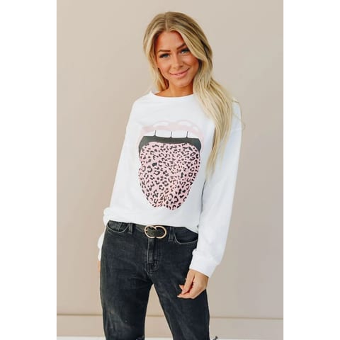 Women's Vintage Large TD Wild Cat Lips Pullover Breathable Woven Cardigan with