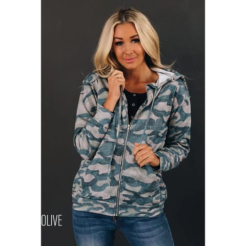 TD Hansen Women's Camo Zip up Hoodie & Sweatshirt Jacket
