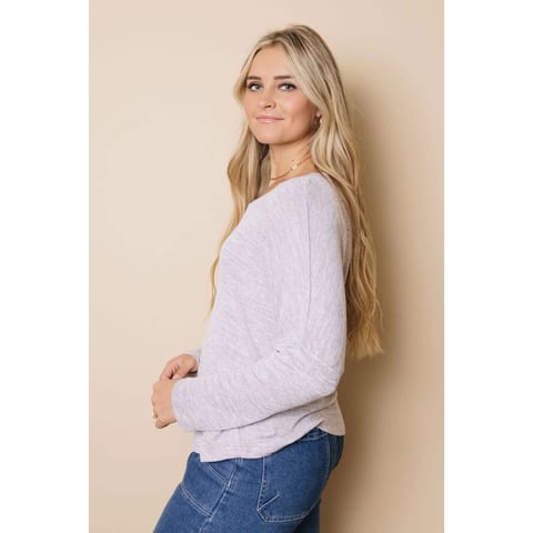 Women's TD Gray Loose Crew Neck Long Sleeve Knit Top