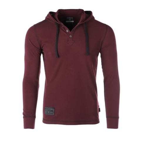 TD ZIMEGO Men's Lightweight Hooded Henley Vintage Dyed Thermal Long Sleeve
