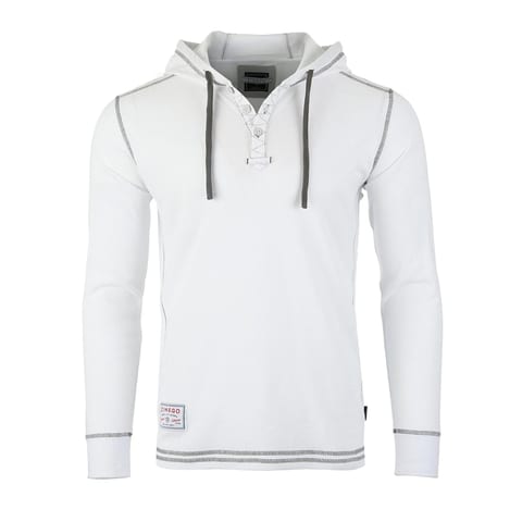 TD ZIMEGO Men's Lightweight Hooded Henley Thermal Long Sleeve Fashion Sweatshirt