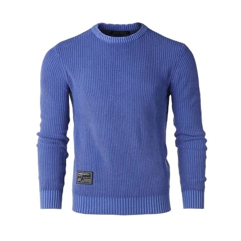 TD ZIMEGO Men's Vintage Crewneck Pullover Sweater Long Sleeve with Stone Washed