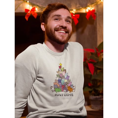 TD Meowy Catmas Sweatshirt XS Size Zipped-Up 3D Embroidered Solid Pattern with
