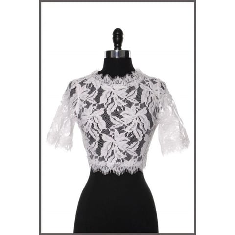 Women's TD Cropped and Laced Out Knit Top in White