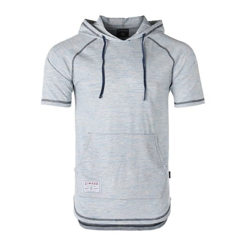 TD ZIMEGO Men's Short Sleeve Color Block Raglan Hoodie with Curved Hem Men's