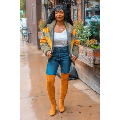 TD Women's Oversize Zip-Up Around the Block Color Block Jacket