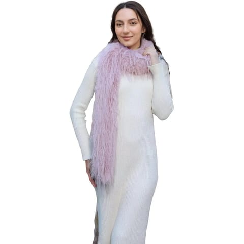 Women's Long Fox Faux Fur Collar Scarf Soft Plush Winter Warm Wrap for Outdoor