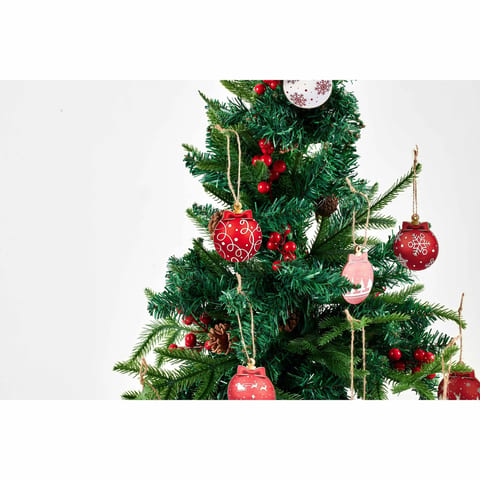 FCJ Christmas Wooden Signboard Elegant Ball & Tree Ornaments for Festive Decor