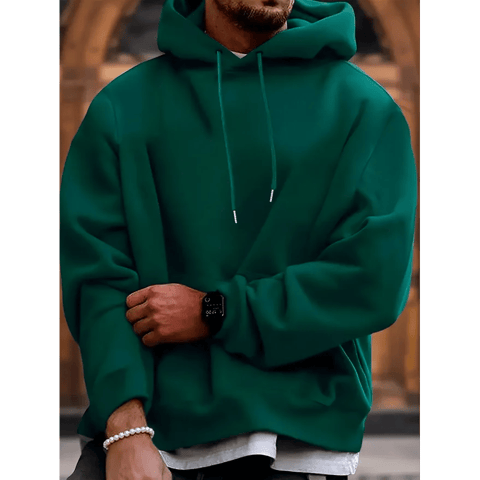 FCJ Men's Solid Color 100% Cotton Hooded Jumper XS-XL Winter Zipper-Up Hoodie