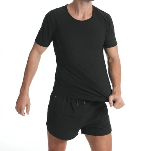 FCJ Men's Fashion Simple Solid Colour Sweatshirt Short Sleeve with Zipper