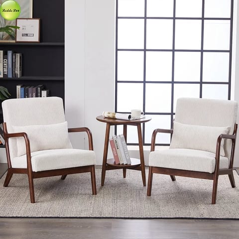 Modern Nordic Upholstered Accent Living Room Chair Solid Wood Lounge Chair For