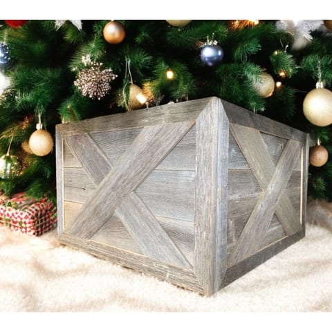 23\" Gray Distressed Wood Christmas Tree Collar Home Decor HMS Product