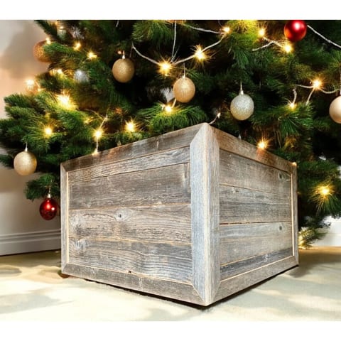 HMS 23\" Natural Weathered Gray Plank Christmas Tree Collar Stand and