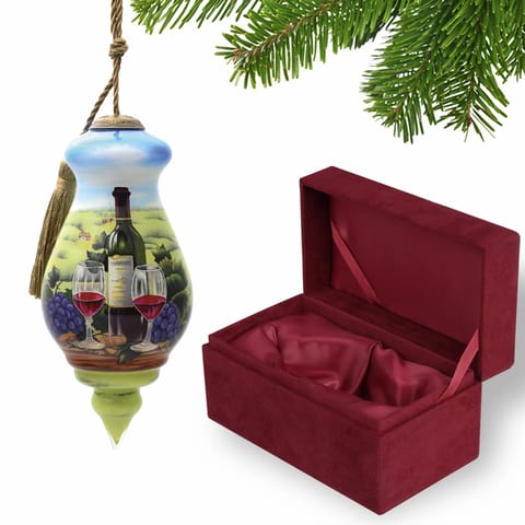 HMS Luxury Hand Painted Mouth Blown Glass Ornament Day Vineyard Baubles Style